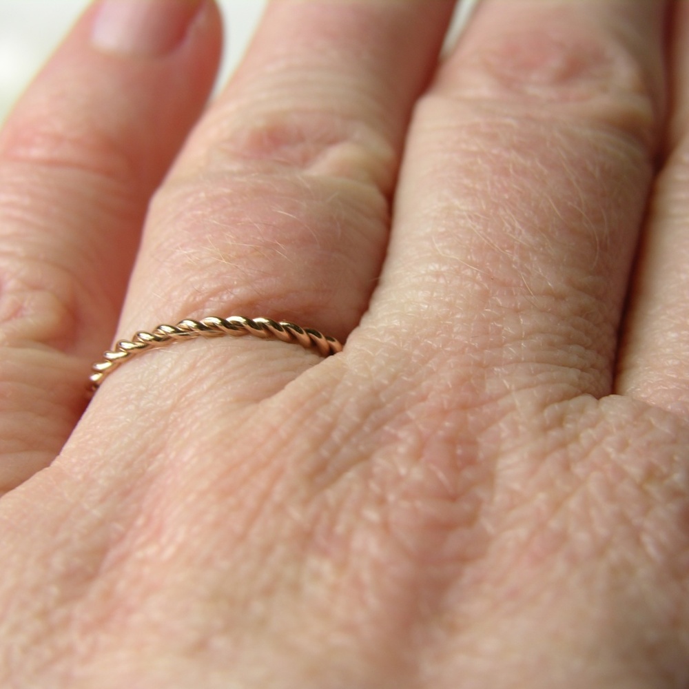 2 LEFT! Rose Gold Intertwined Twist Stackable Ring - Picture 5 of 5